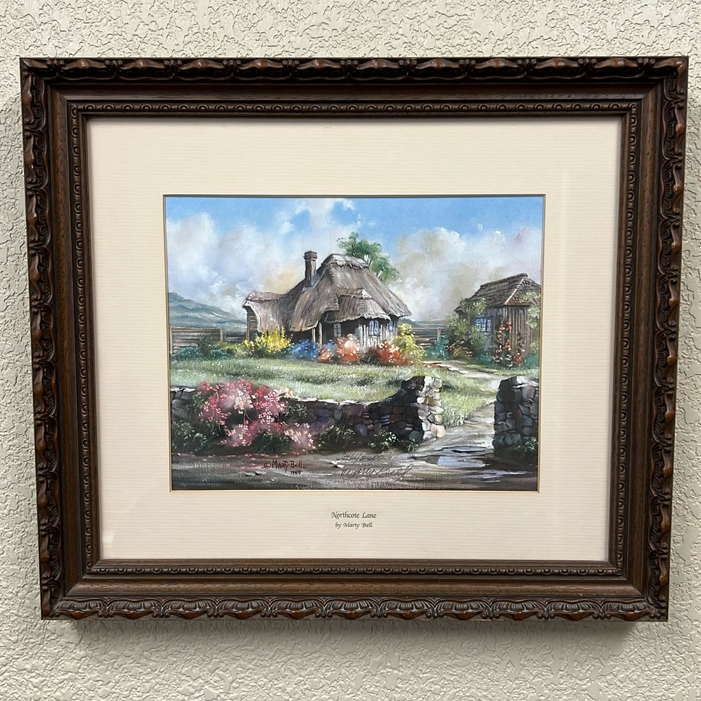 Vintage 1989 Signed Marty Bell "Northcote Lane" with Cert of Authenticity